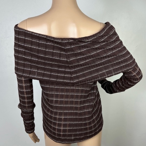 NEW FREE PEOPLE REVOLVE STRIPED OFF-THE-SHOULDER RIBBED TOP - Picture 7 of 8